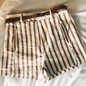 Cream and brown striped shorts